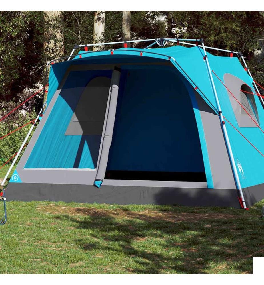Tente familiale cabine 7 personnes bleu dégagement rapide