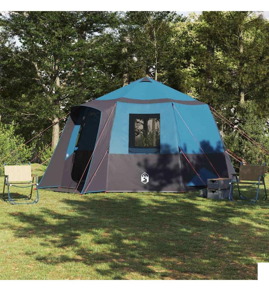 Tente de cabane 12 personnes Bleu et gris 405 x 405 x 273 cm
