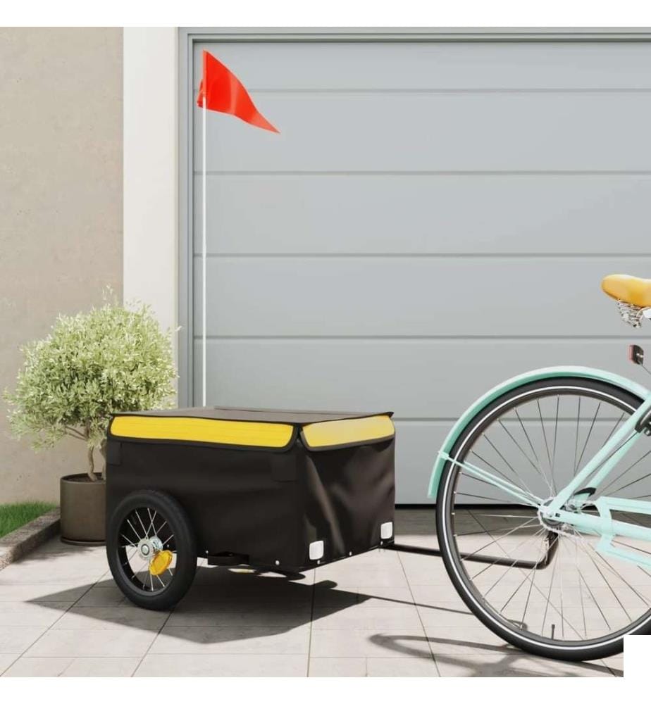 Remorque de vélo noir et jaune 30 kg fer