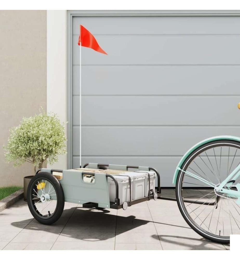 Remorque de vélo gris tissu oxford et fer