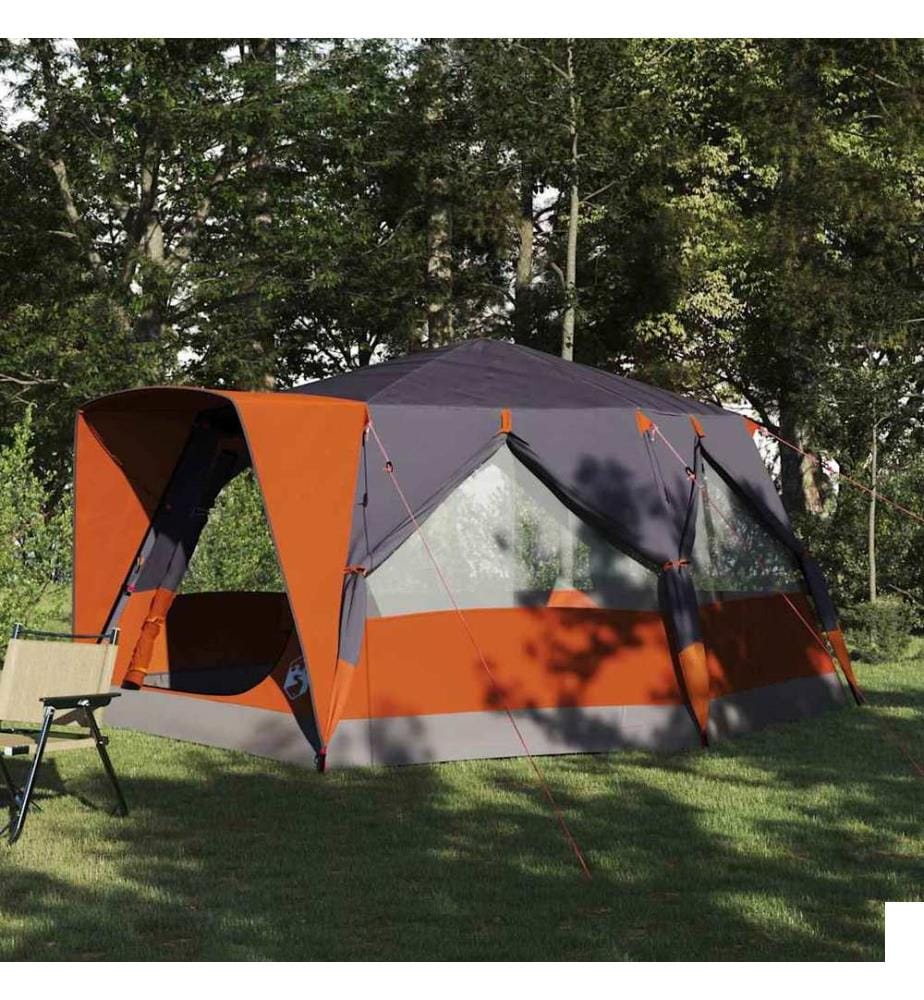 Tente cabine 7 personnes Gris et orange 400 x 350 x 212 cm