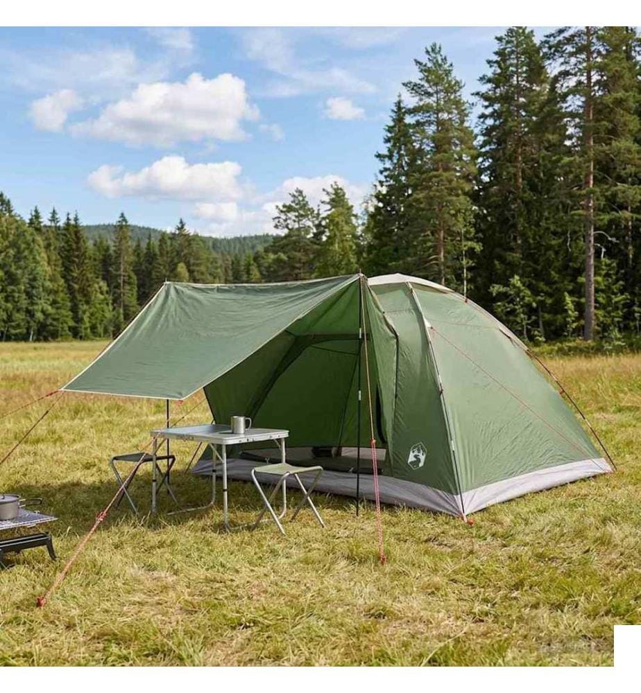 Tente de camping avec toit Vert 6 personnes Polyester et Acier