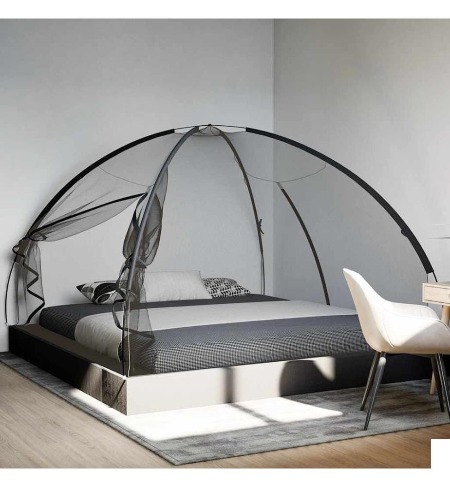 Moustiquaire mongole avec portes 220 maille noir 200x200x135 cm