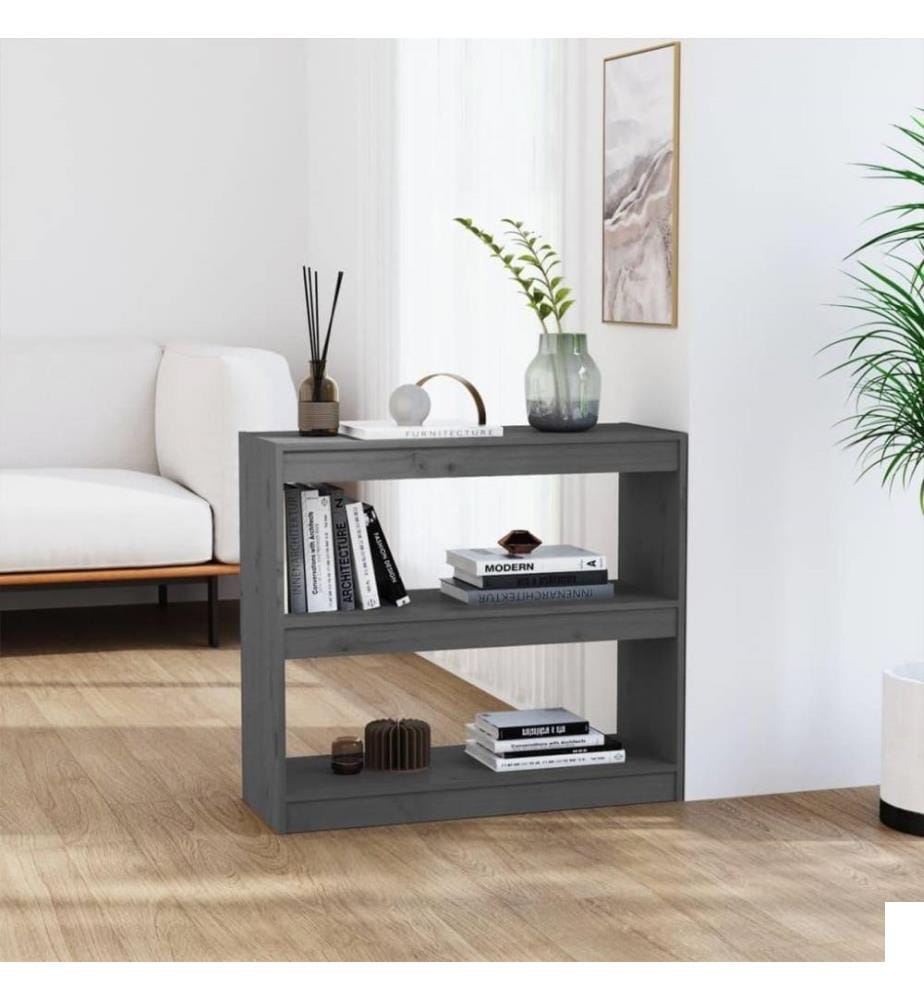 Bibliothèque/Séparateur de pièce Gris 80x30x71,5 cm Pin solide