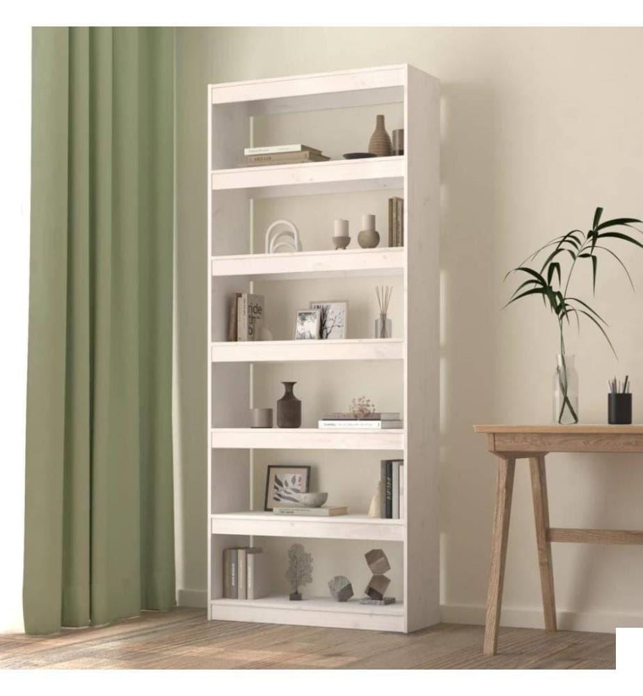 Bibliothèque/Séparateur de pièce Blanc 80x30x199,5cm Pin solide