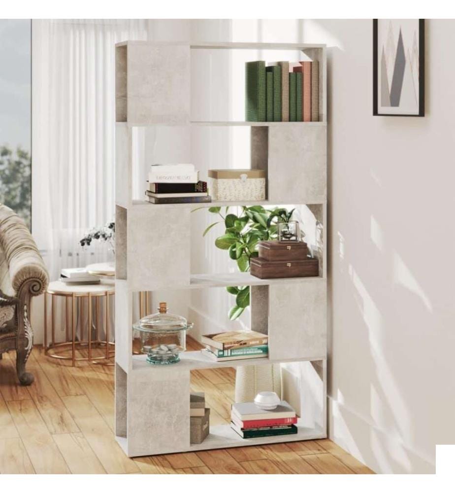 Bibliothèque de séparation Gris béton 80x24x155 cm Aggloméré