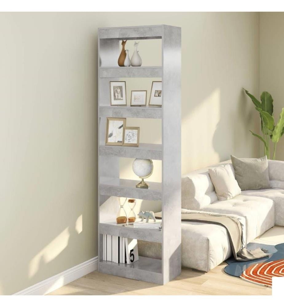 Bibliothèque/Séparateur de pièce Gris béton 60x30x198 cm