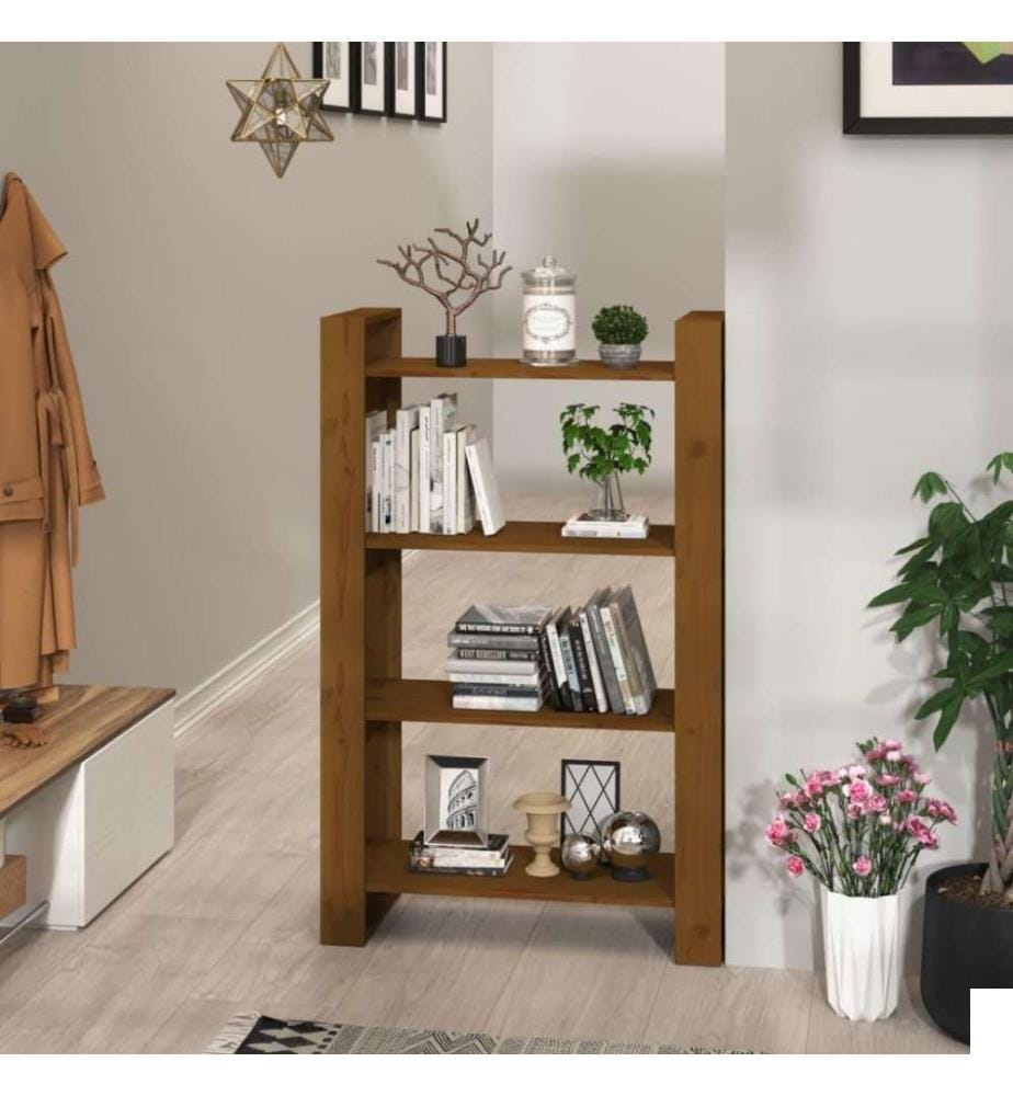 Bibliothèque/Cloison Marron miel 80x35x125 cm Bois massif