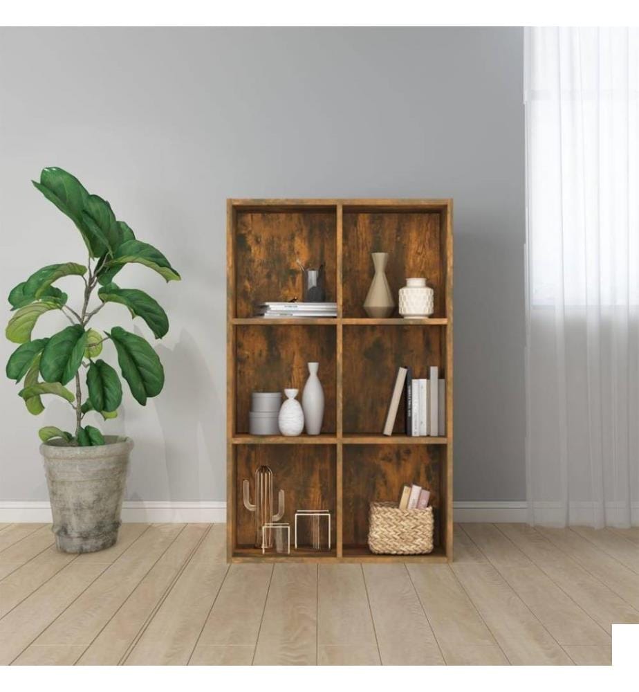 Bibliothèque/Buffet Chêne fumé 66x30x98 cm Bois d'ingénierie