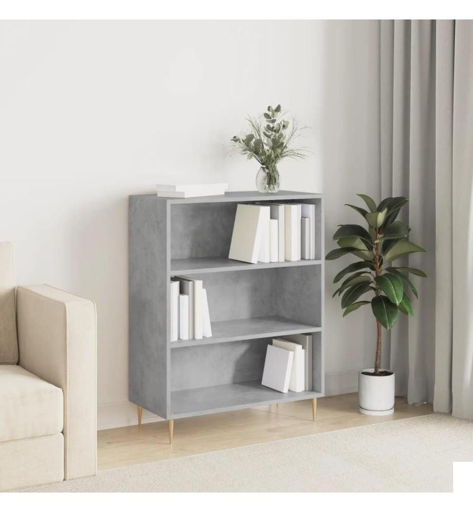 Bibliothèque gris béton 69,5x32,5x90 cm bois d'ingénierie