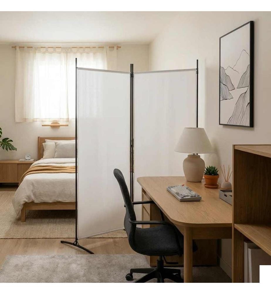 Cloison de séparation 2 panneaux Blanc 175x180 cm Tissu