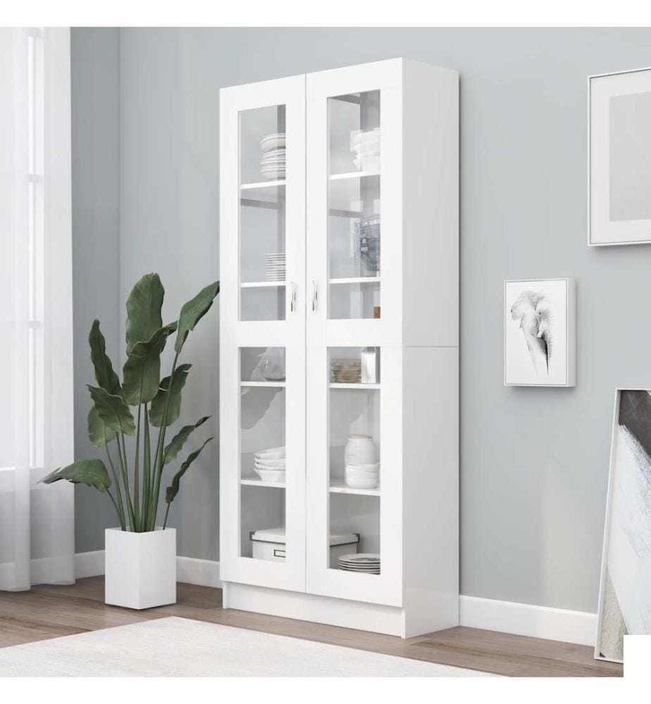 Armoire à vitrine Blanc 82,5x30,5x185 cm Bois d'ingénierie