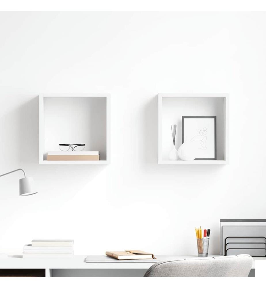 Étagères cube murales 2 pcs Blanc 30x15x30 cm