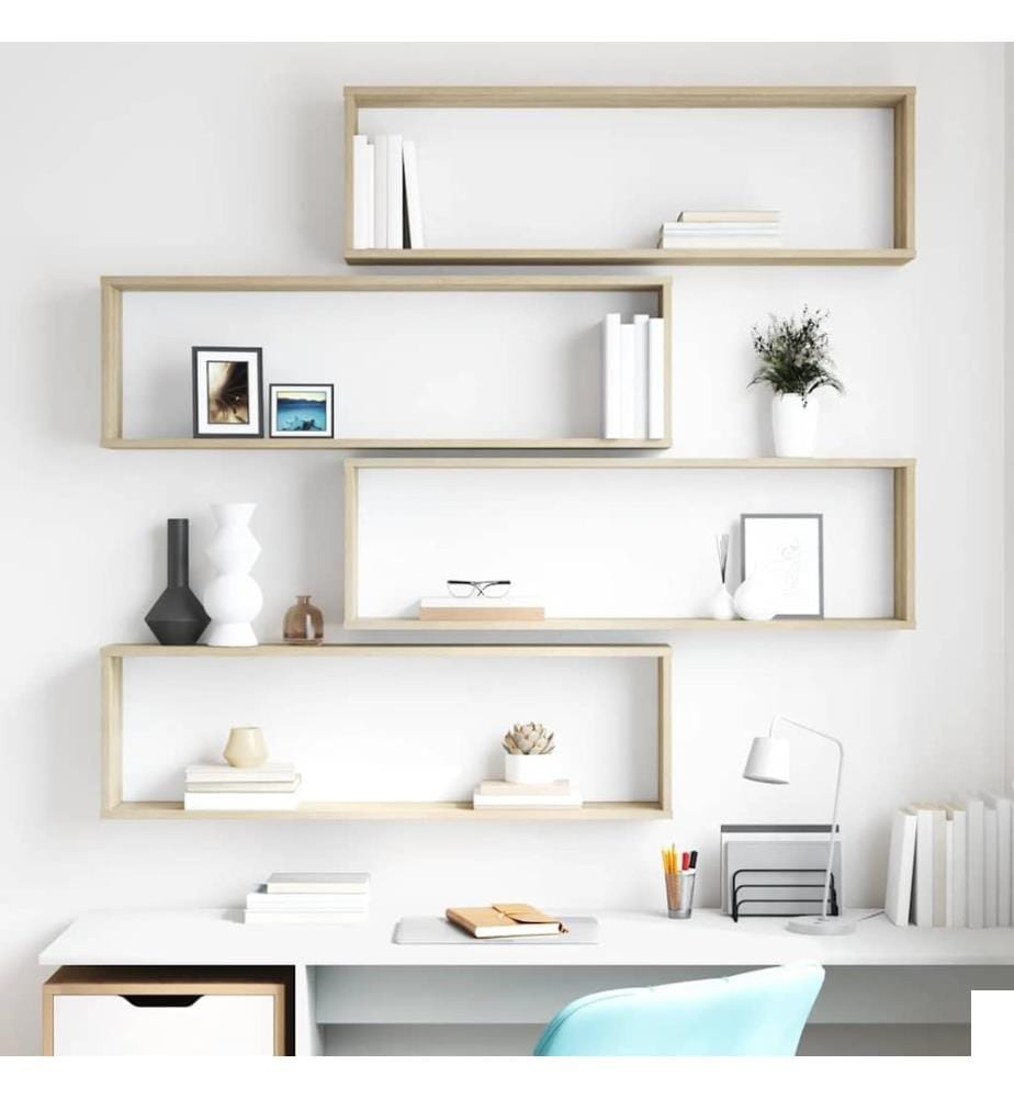 Étagères cube murales 4 pcs chêne sonoma bois d'ingénierie