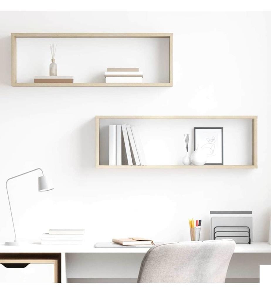 Étagères cube murales 2 pcs chêne sonoma bois d'ingénierie