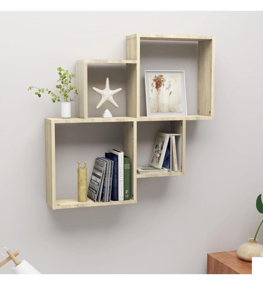 Étagère murale cube Chêne sonoma 80x15x78,5cm Bois dingénierie