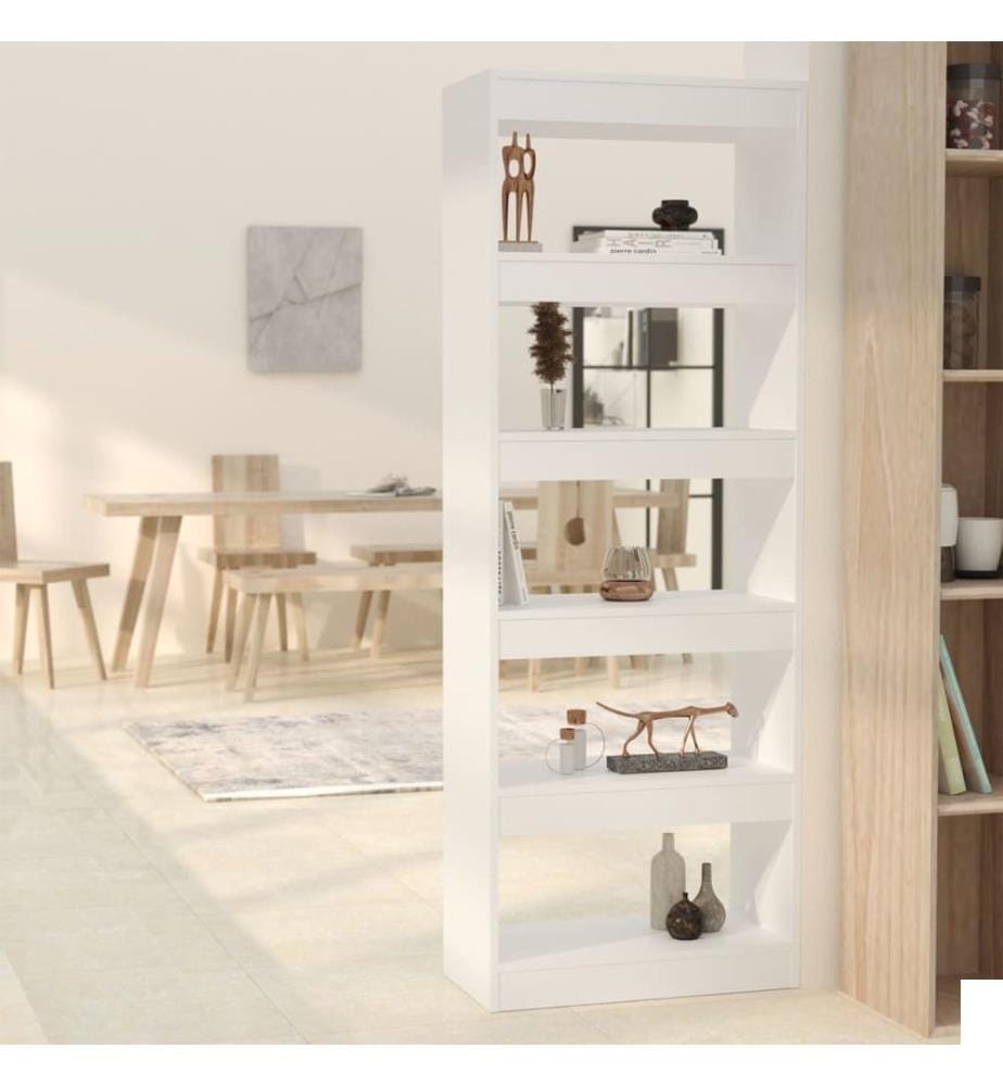 Bibliothèque/séparateur de pièce blanc bois d'ingénierie