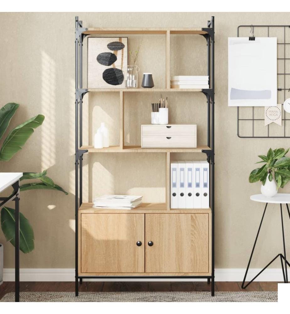 Bibliothèque avec portes Chêne Sonoma 76,5x30x154,5 cm Bois d'ingénierie