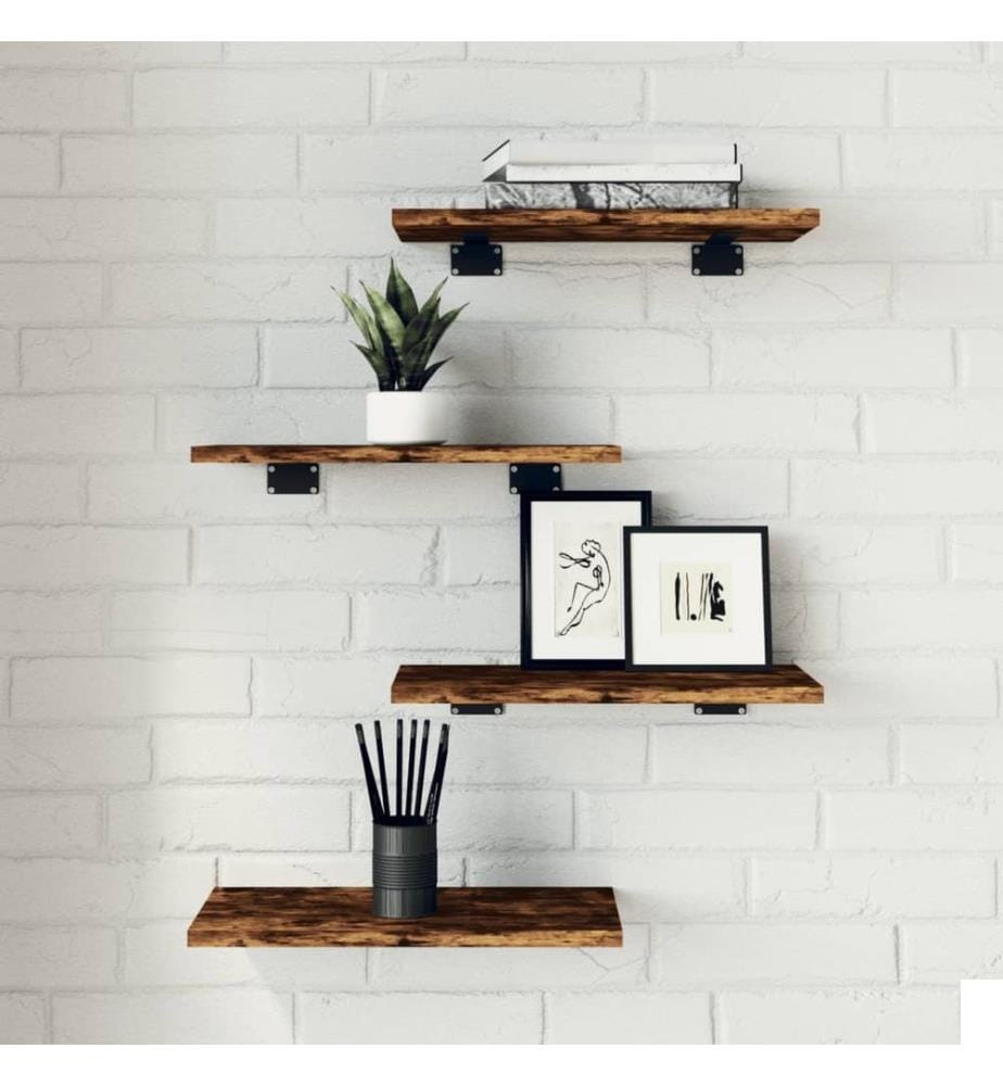 Étagères murales 4 pcs chêne fumé 40x20x1,5cm bois d'ingénierie