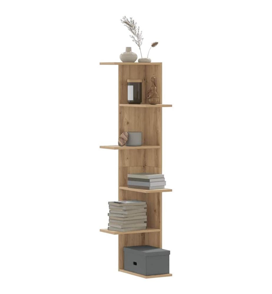 Étagère d'angle murale chêne artisanal bois d'ingénierie
