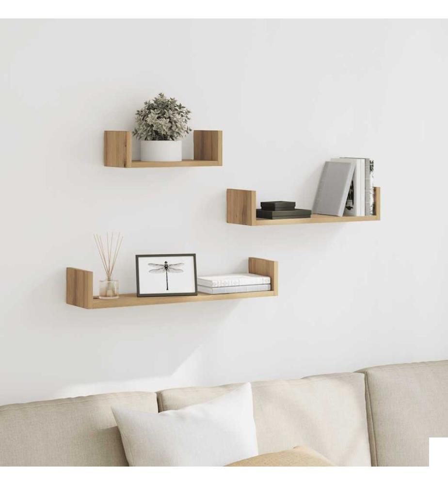 Étagères murales 3 pcs chêne artisanal bois d'ingénierie