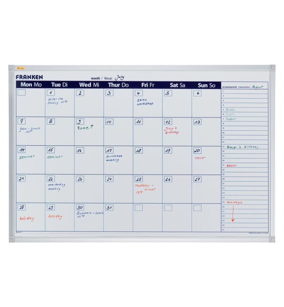 FRANKEN - Calendrier Calendrier mensuel X-tra!Line 60 cm x 90 cm, Blanc