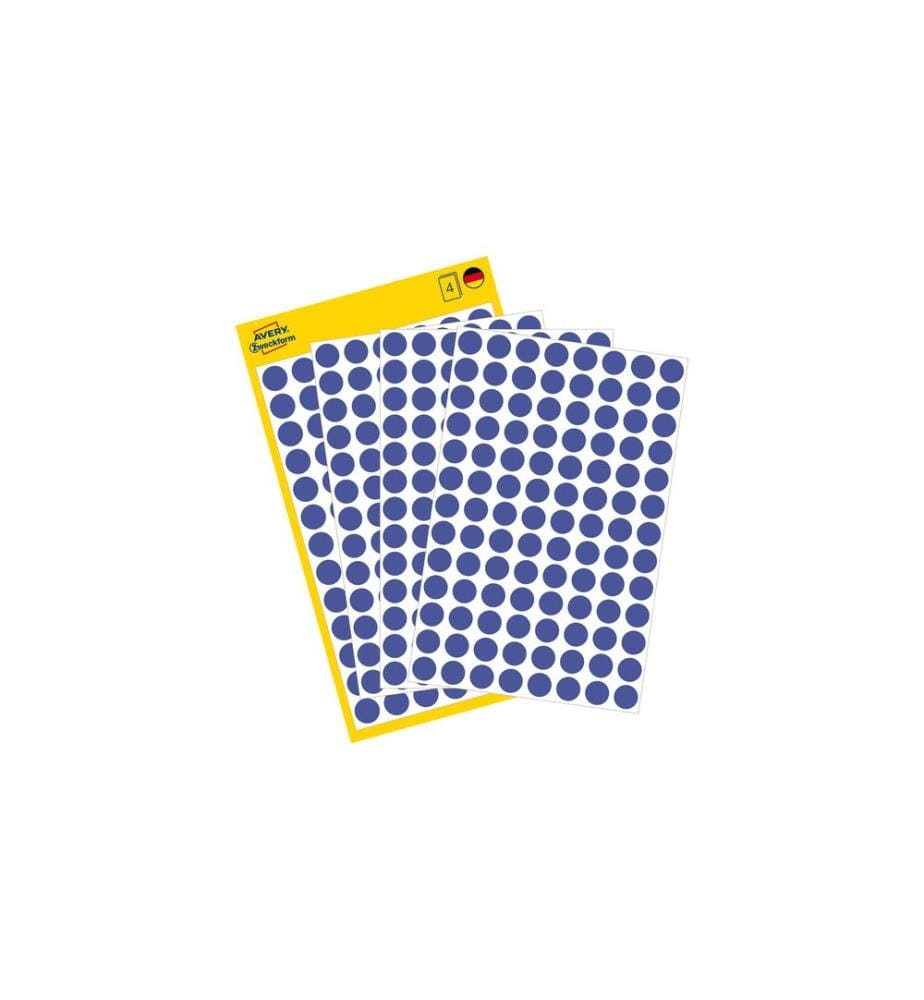 AVERY - Zweckform Pastilles adhésives Ø 8 mm, 4 feuilles, bleu