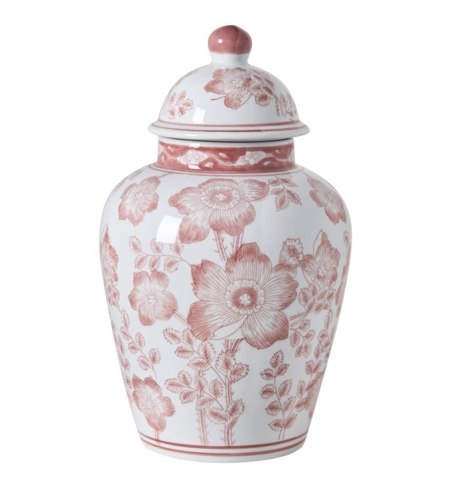 Vase avec couvercle MOGUER Porcelaine 36 cm Rouge/blanc