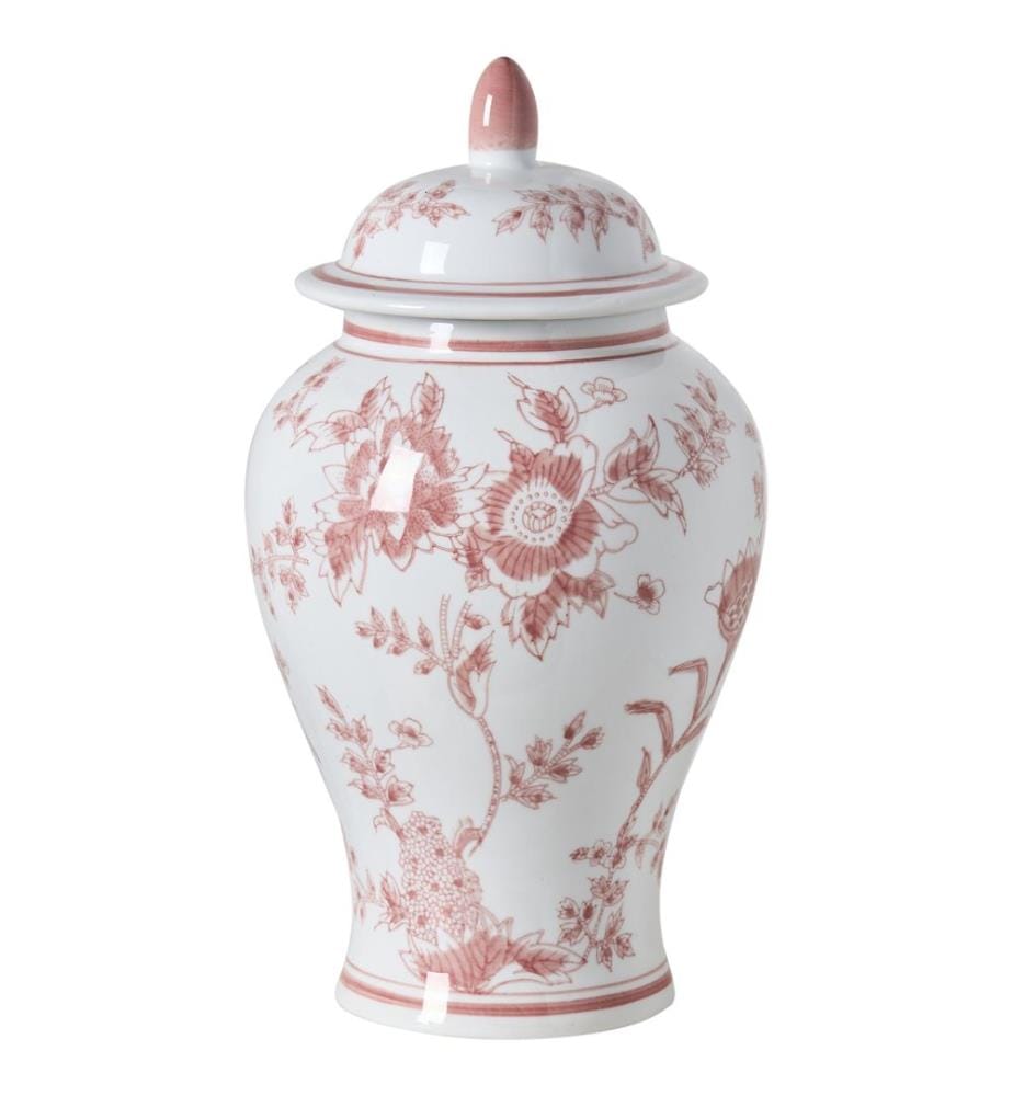 Vase avec couvercle SEWILLA Porcelaine 38 cm Rouge/blanc