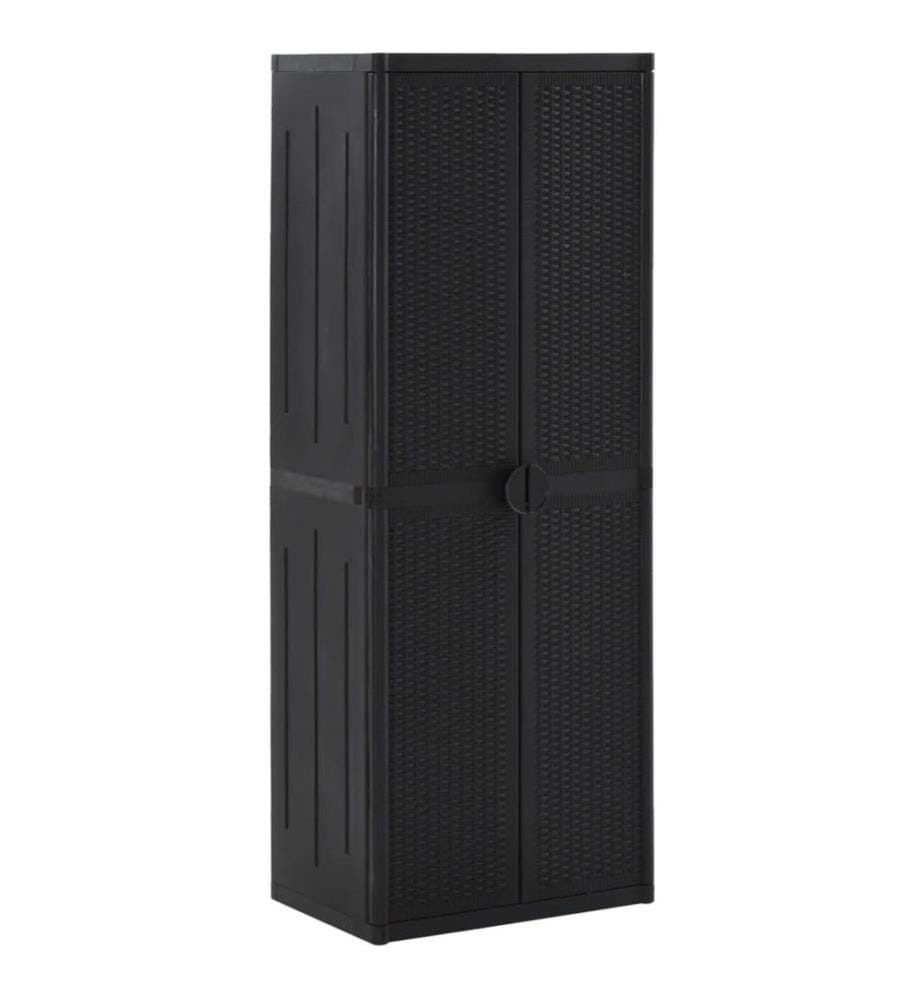 Armoire de rangement de jardin Noir 65x45x172 cm PP Rotin