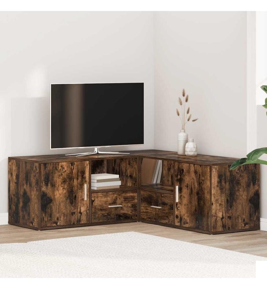 Armoire d'angle chêne fumé 200x40x45 cm bois d'ingénierie