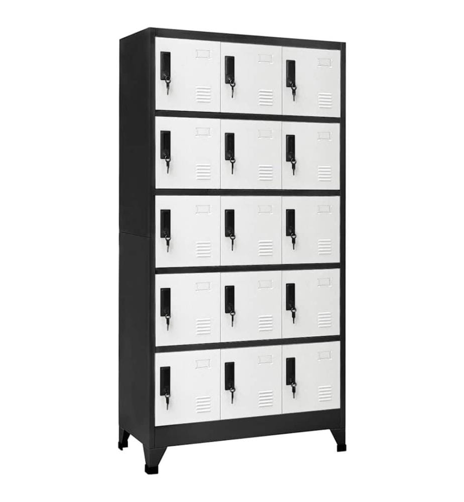 Armoire à casiers Anthracite et blanc 90x40x180 cm Acier