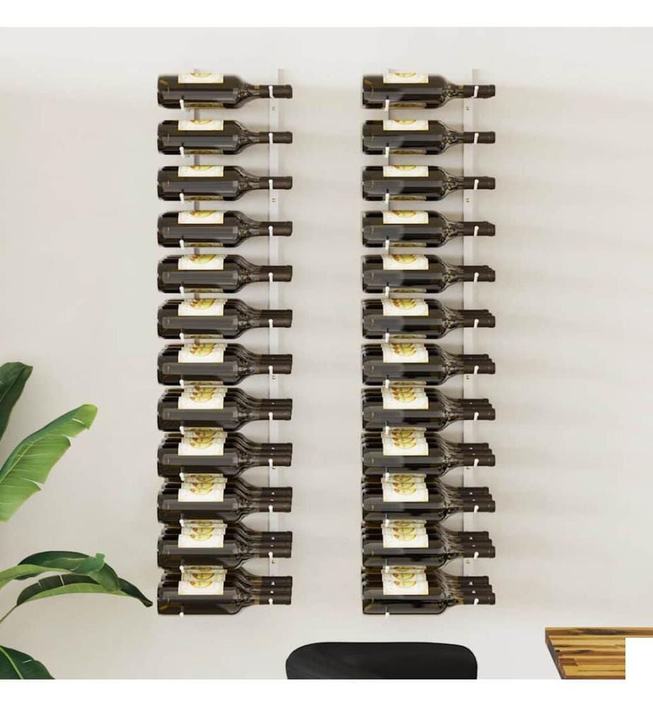 Casier à vin mural pour 36 bouteilles 2 pcs Blanc Fer