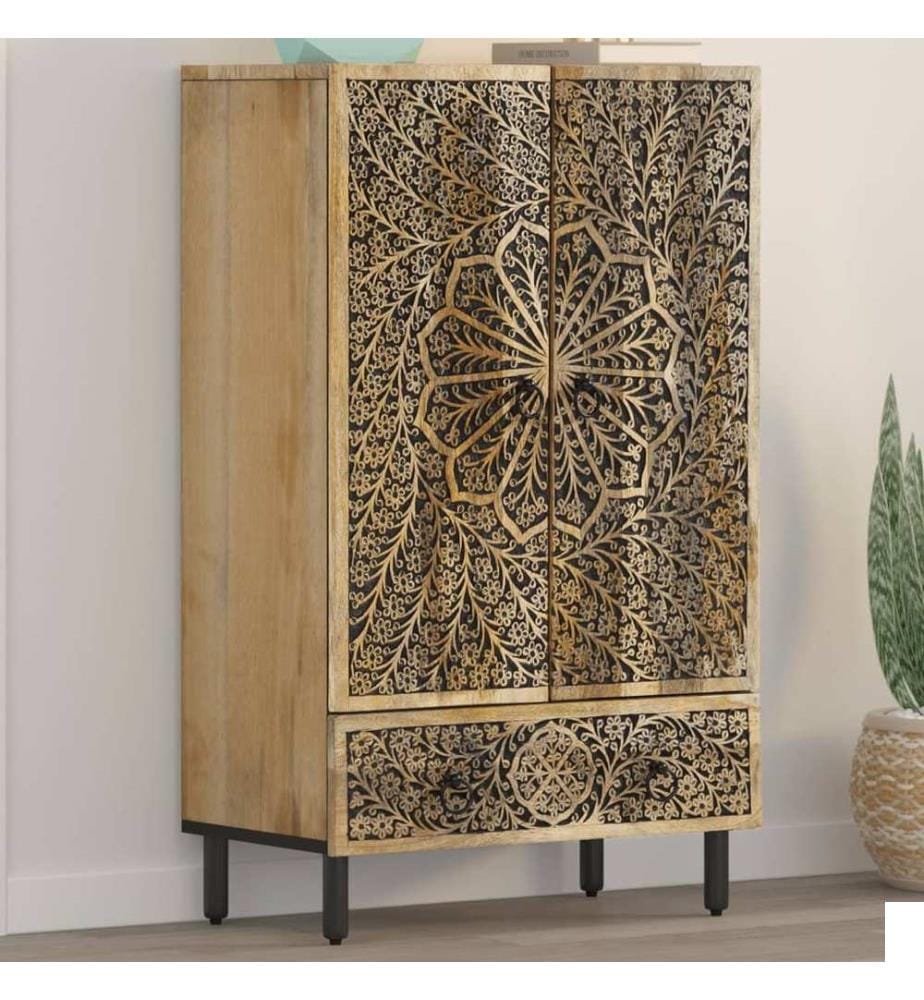 Buffet 60x33x100 cm bois de manguier massif
