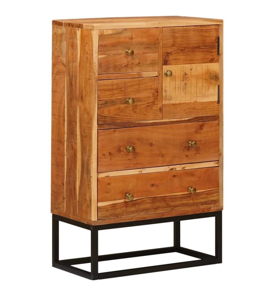 Commode avec porte Naturel 55 x 30 x 90 cm Bois d'Acacia Massif