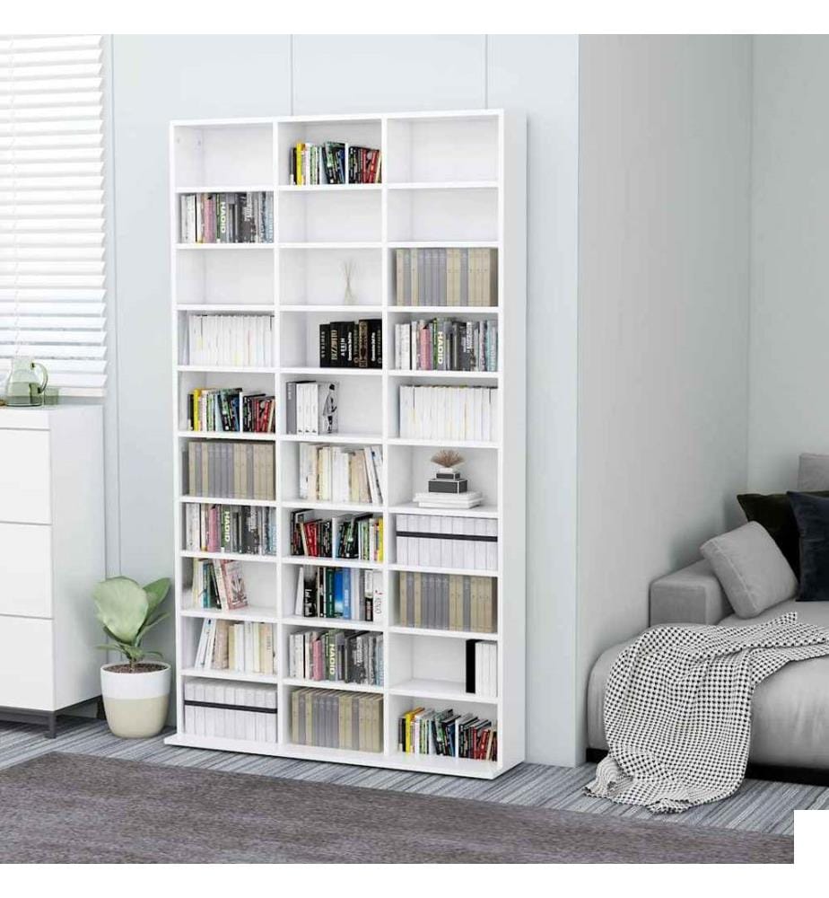 Armoire à CD Blanc 102x16x177,5 cm Bois d'ingénierie