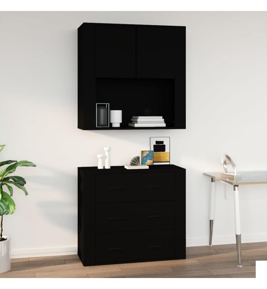 Armoire murale Noir 80x33x80 cm Bois d'ingénierie