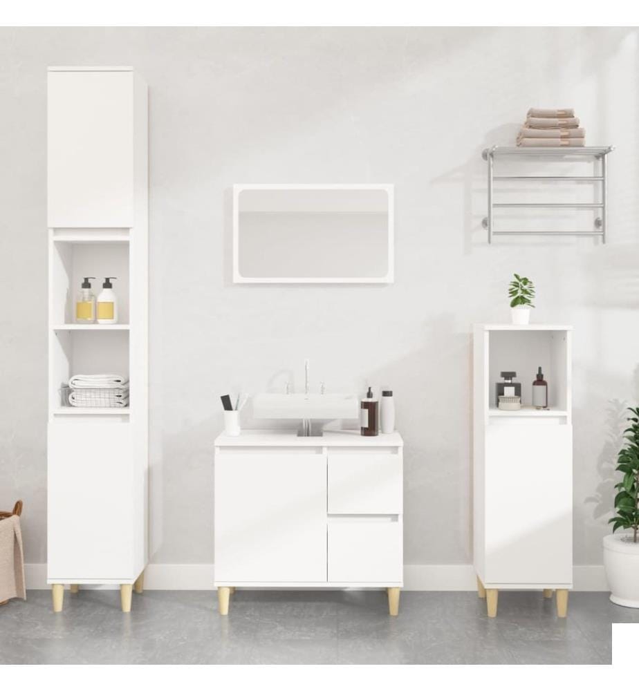Armoire de salle de bain blanc 30x30x100 cm bois d'ingénierie