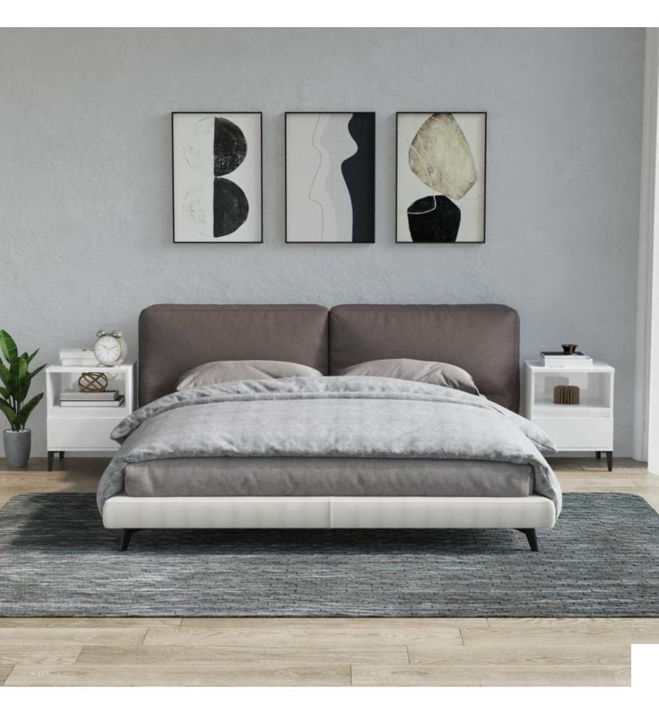 Tables de chevet 2 pcs Blanc brillant 40x35x50 cm