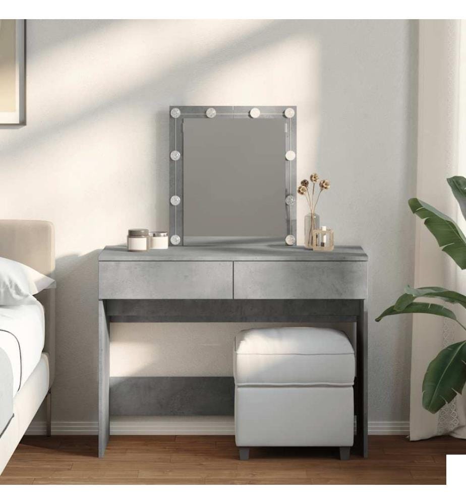 Coiffeuse avec LED gris béton 100x40x130 cm