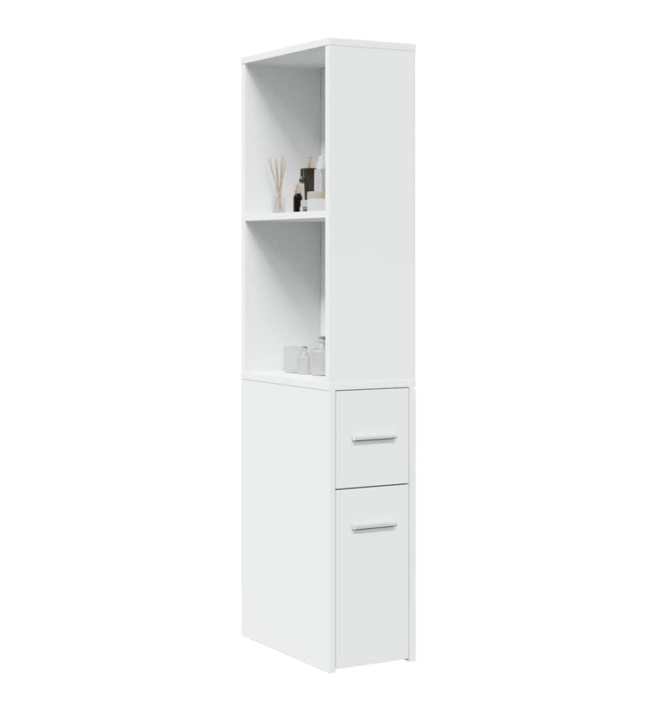 Armoire de salle de bain étroite avec roulettes blanc