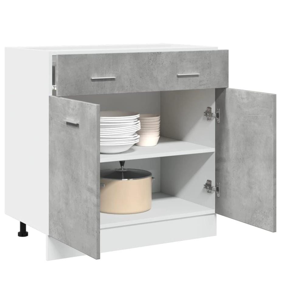 Armoire à tiroirs "Lyon" Gris béton 80 x 46 x 81,5 cm Bois d'ingénierie