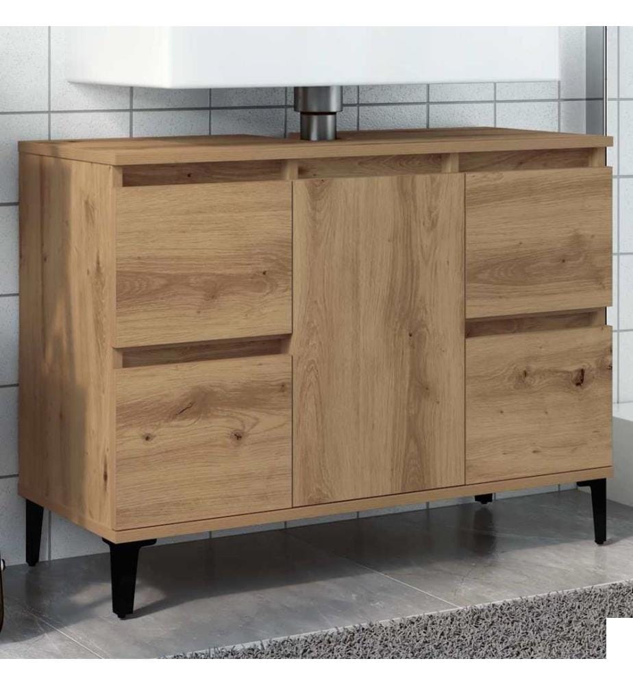 Armoire d'évier chêne artisanal 80x33x60 cm bois d'ingénierie
