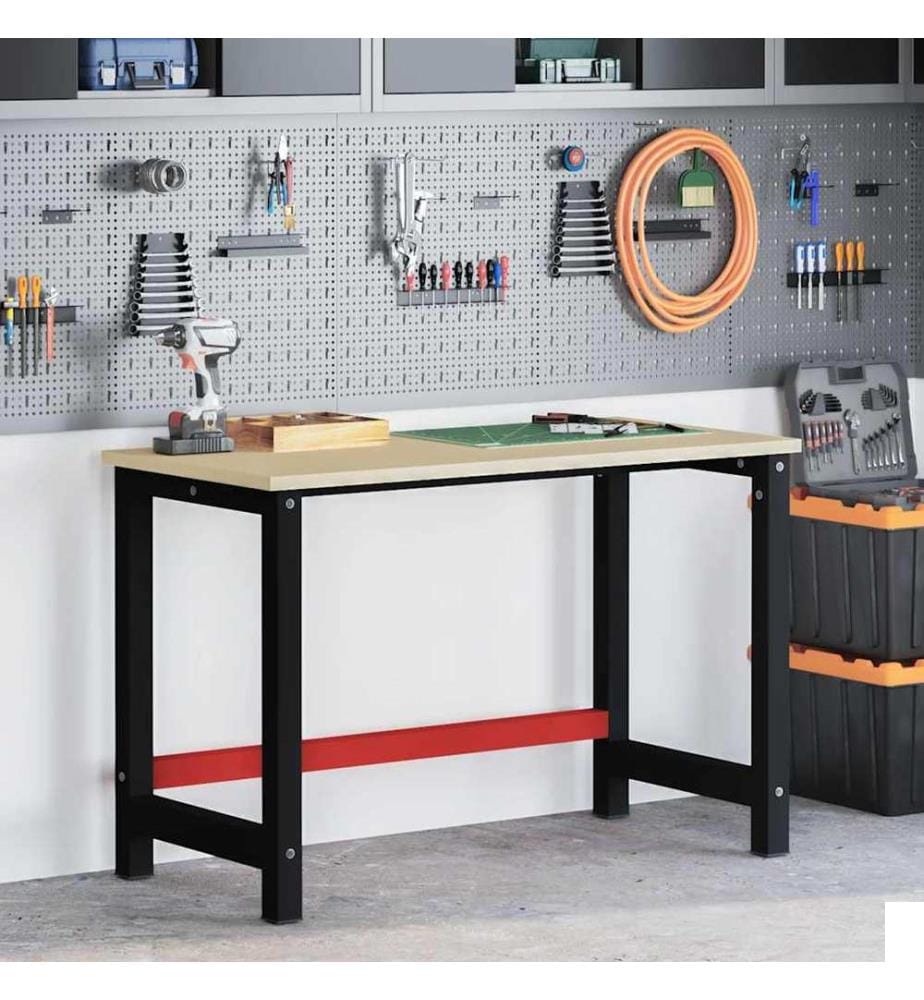 Cadre de banc de travail Métal 120x57x79 cm Noir et rouge
