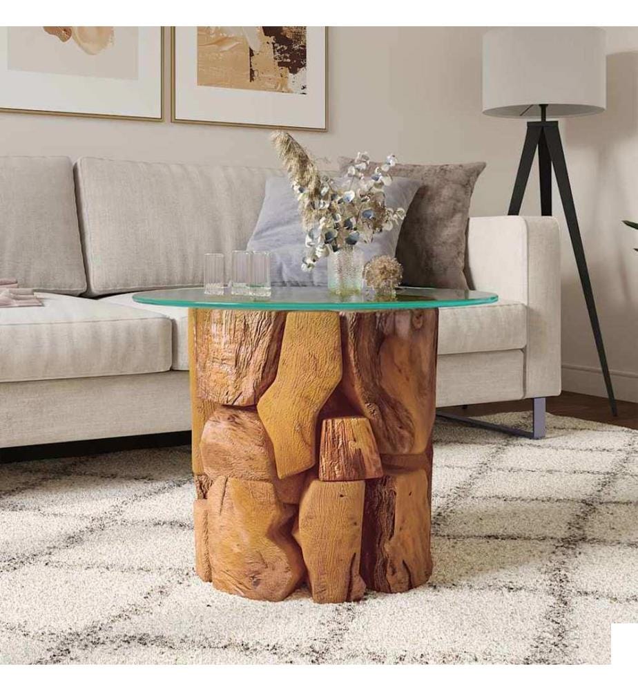 Table basse Bois flottant de teck massif 60 cm