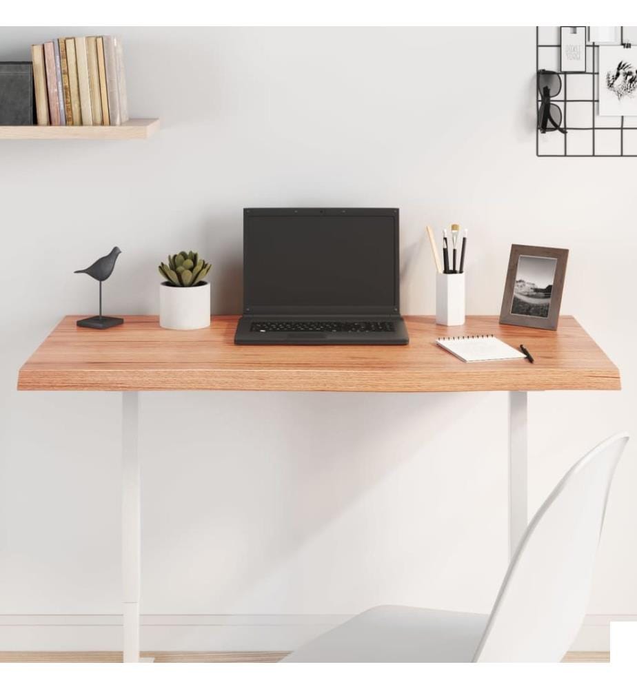 Dessus de table marron clair bois chêne massif traité