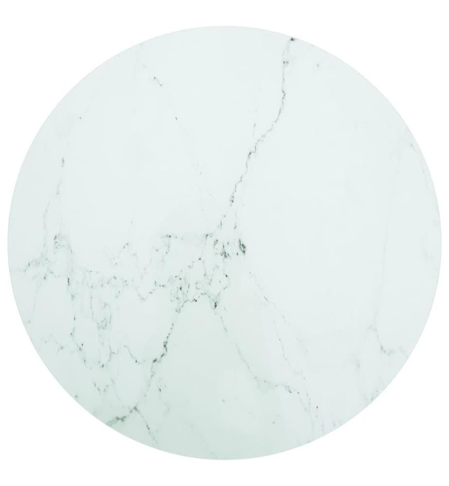 Dessus de table blanc Ø80x1 cm verre trempé avec design marbre