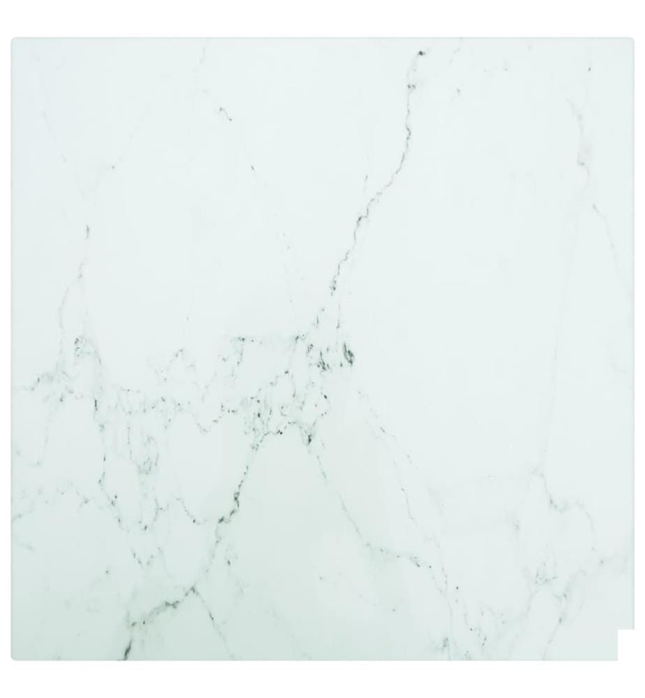 Dessus de table blanc 30x30 cm 6 mm verre trempé design marbre