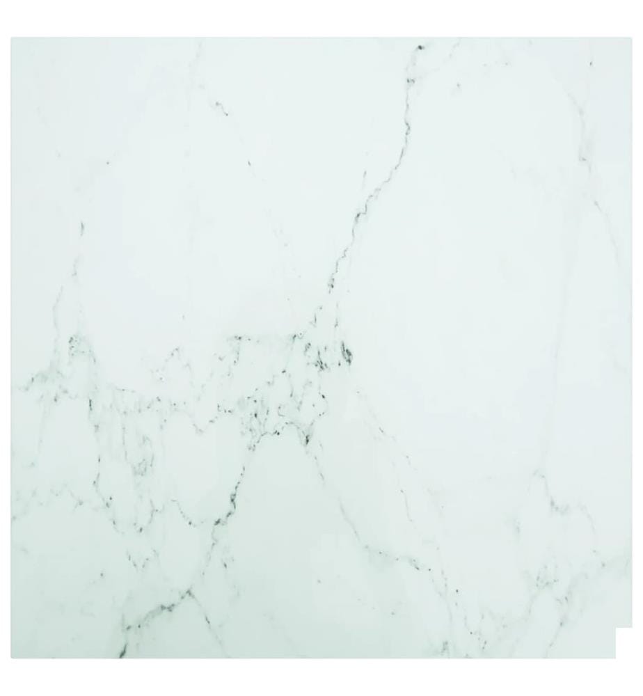 Dessus de table blanc 80x80 cm 6 mm verre trempé design marbre
