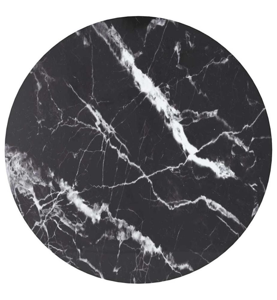 Dessus de table noir Ø40x0,8cm verre trempé avec design marbre